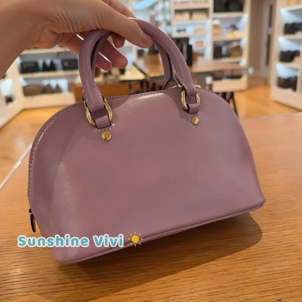 NWT Coach Lala Mini Satchel Bag CEA01 Shiny nappa leather IM/LILAC